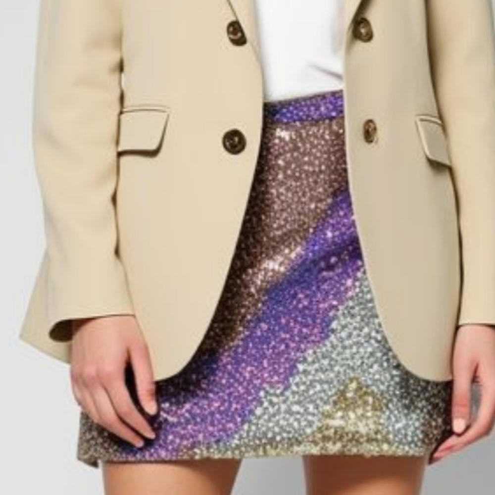 Elegant Sequin Skirt in Purple and Gold